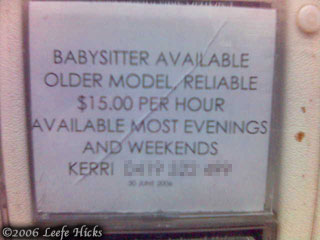 Babysitter available, Older model, Reliable, $15.00 per hour, Available most evenings and weekends